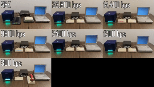 Comparison of a web page loading at different modem speeds