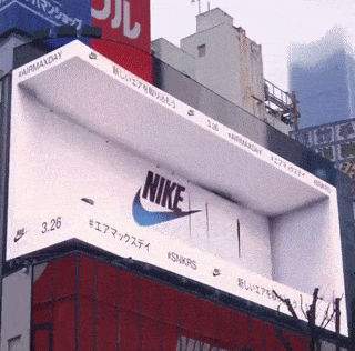 A video billboard looks like it's in 3d