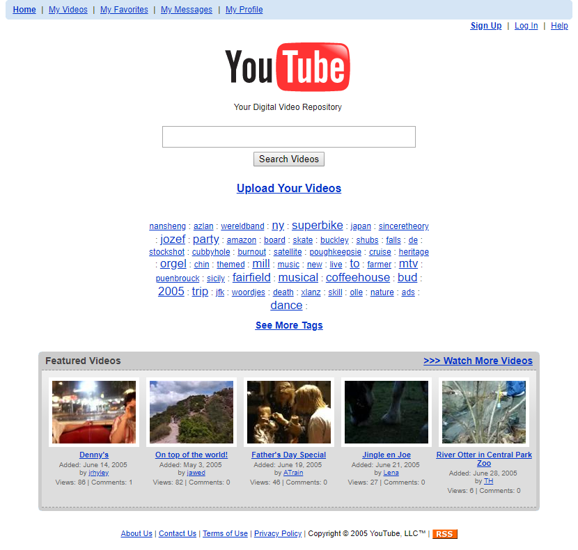 screenshot of YouTube in 2005